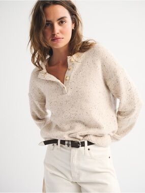 Abercrombie & Fitch Henley Sweater - Oatmeal